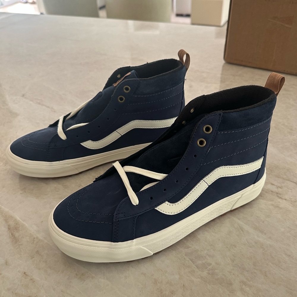 Vans Navy and White High-Top Sneakers